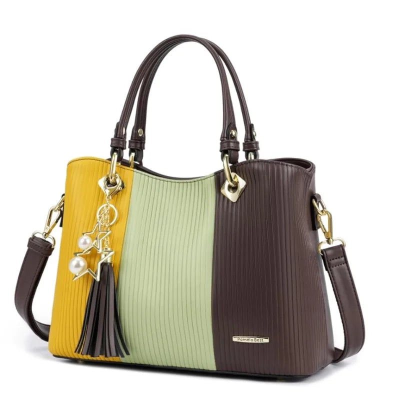 PU Leather Waterproof Multi-Pocket Tote Bag
