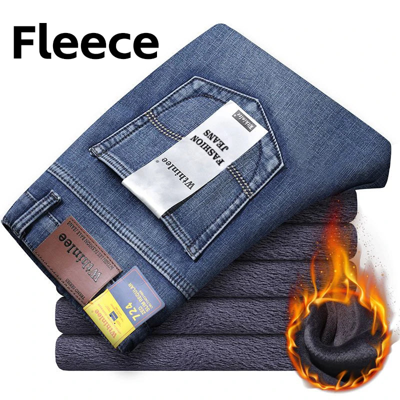 Wthin Business Men's Jeans | Casual Straight Stretch Fashion Classic Blue Black Denim Trousers