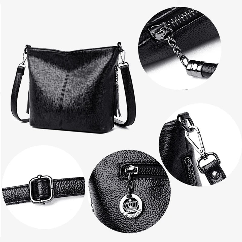 Solid Color High Quality Leather Tote Bag