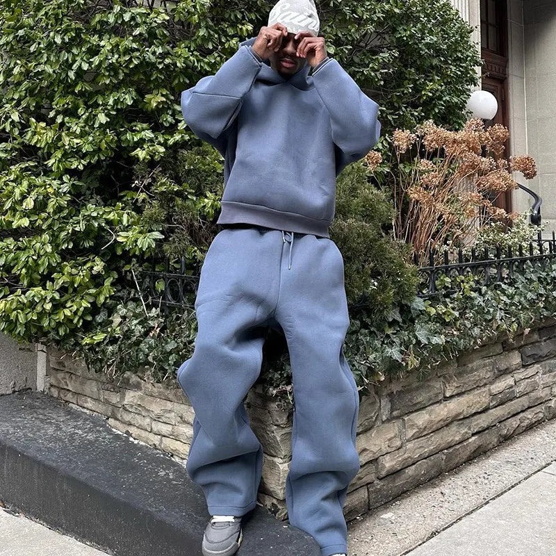 Couples Solid Color Hoodie & Sweatpants Set