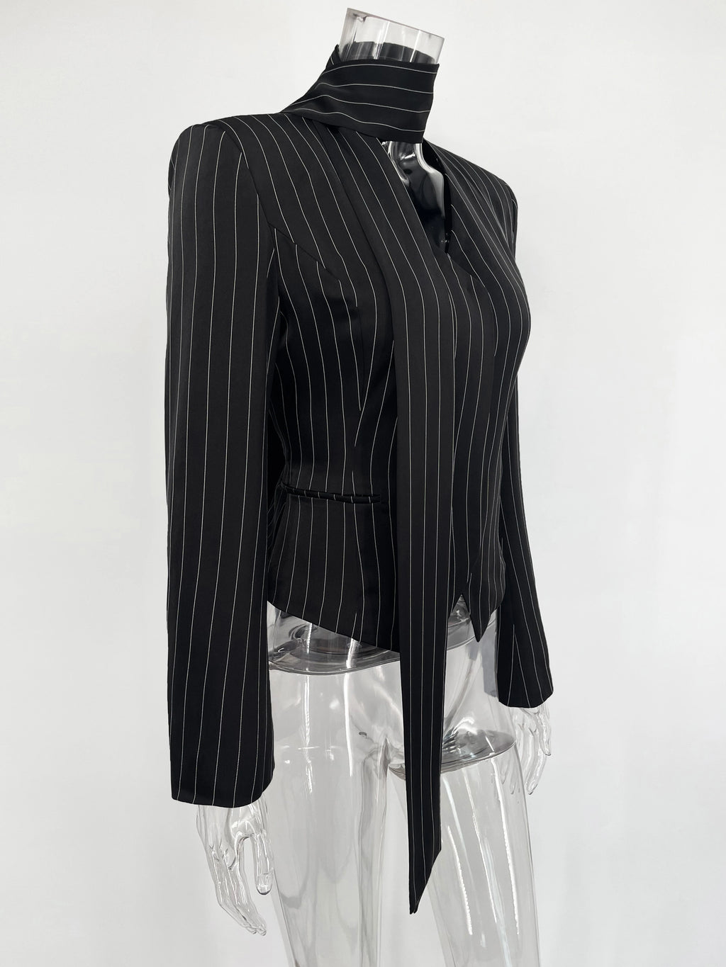 Women Short Dress Set Fashion Striped V-Neck Luxury Ribbon Blazer Skirt