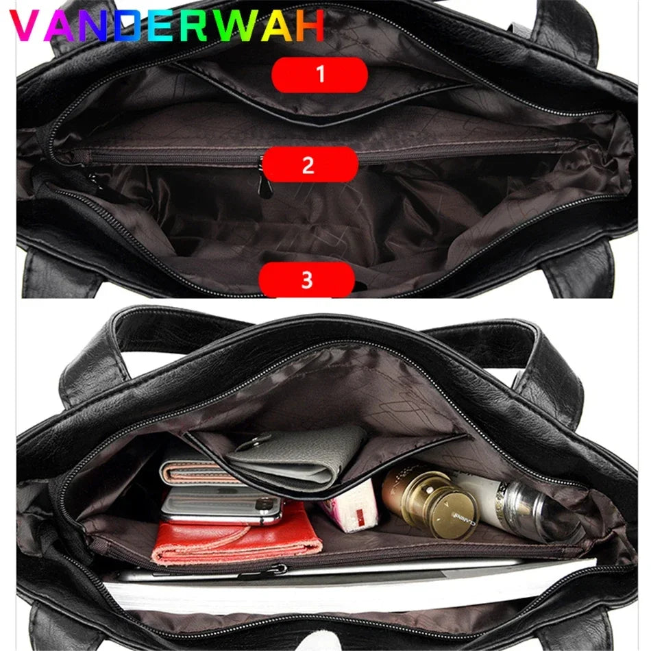 Luxury Leather Top Handle Tote Bag