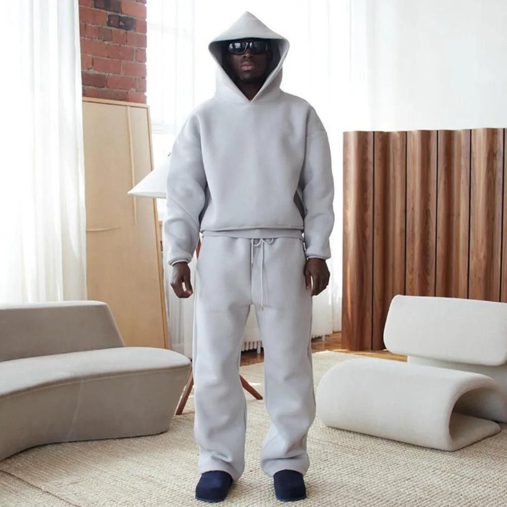 Couples Solid Color Hoodie & Sweatpants Set