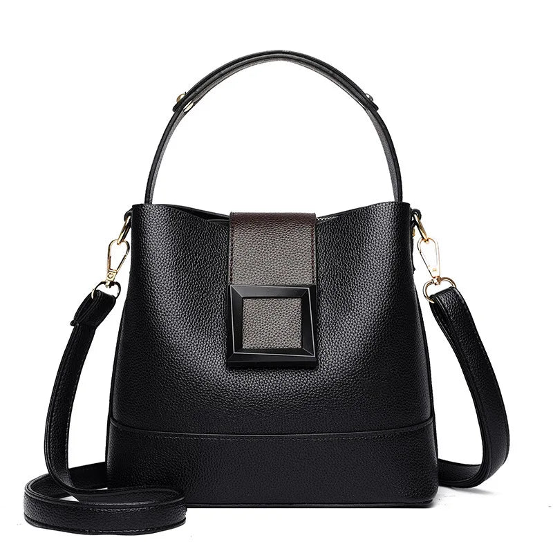 Elegant Solid Color Bucket Bag with Adjustable Shoulder Strap Versatile Crossbody Handbag for Women, Lightweight with Zipper.