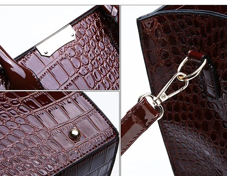 Luxury Vintage Crocodile Pattern Large Tote Bag