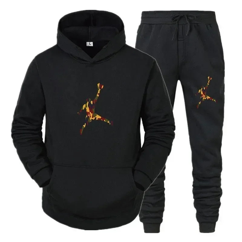 Men's Autumn Pullover Hoodie & Warm Pants Set