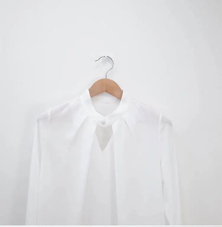 Solid Blouses Women Chiffon Shirts Long Sve flattering Hollow chic All-match Basic Spring Summer Tops Thin Chic Elegant Female Ins