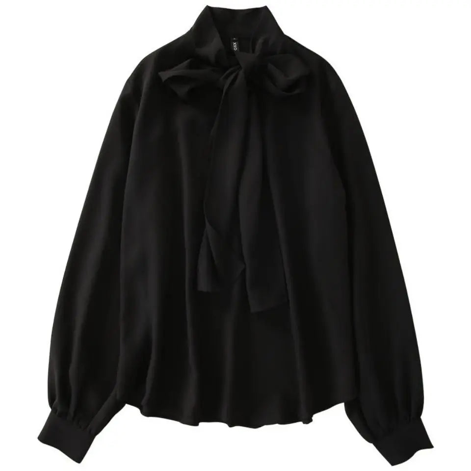 V-Neck Lace-Up Korean Office Blouse
