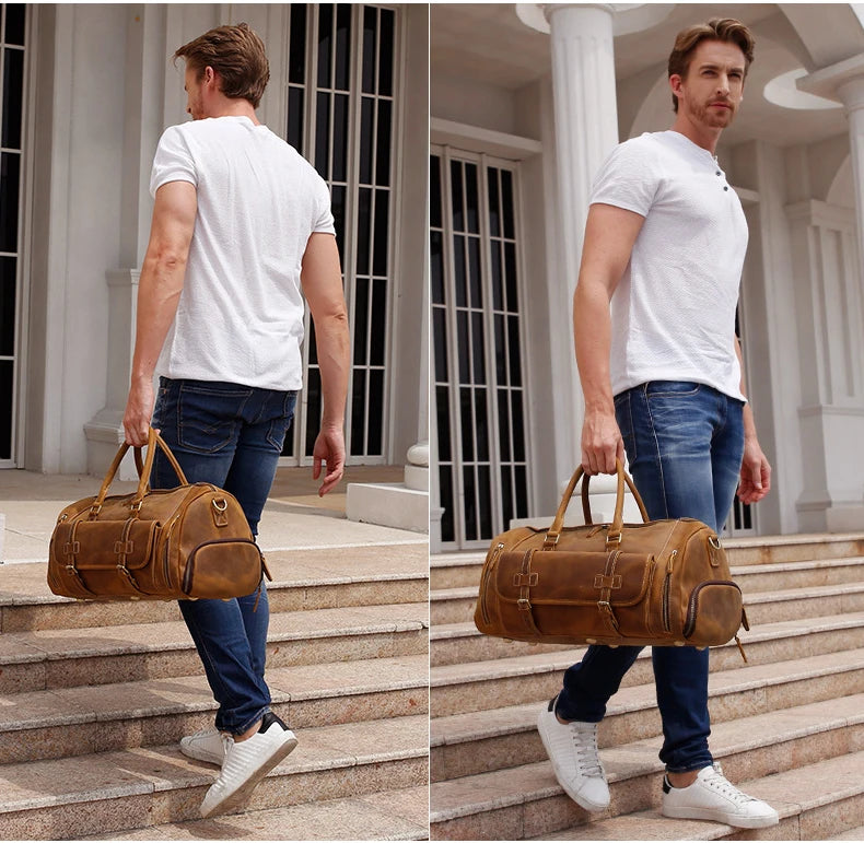 Vintage Crazy Horse Leather Duffle Bag