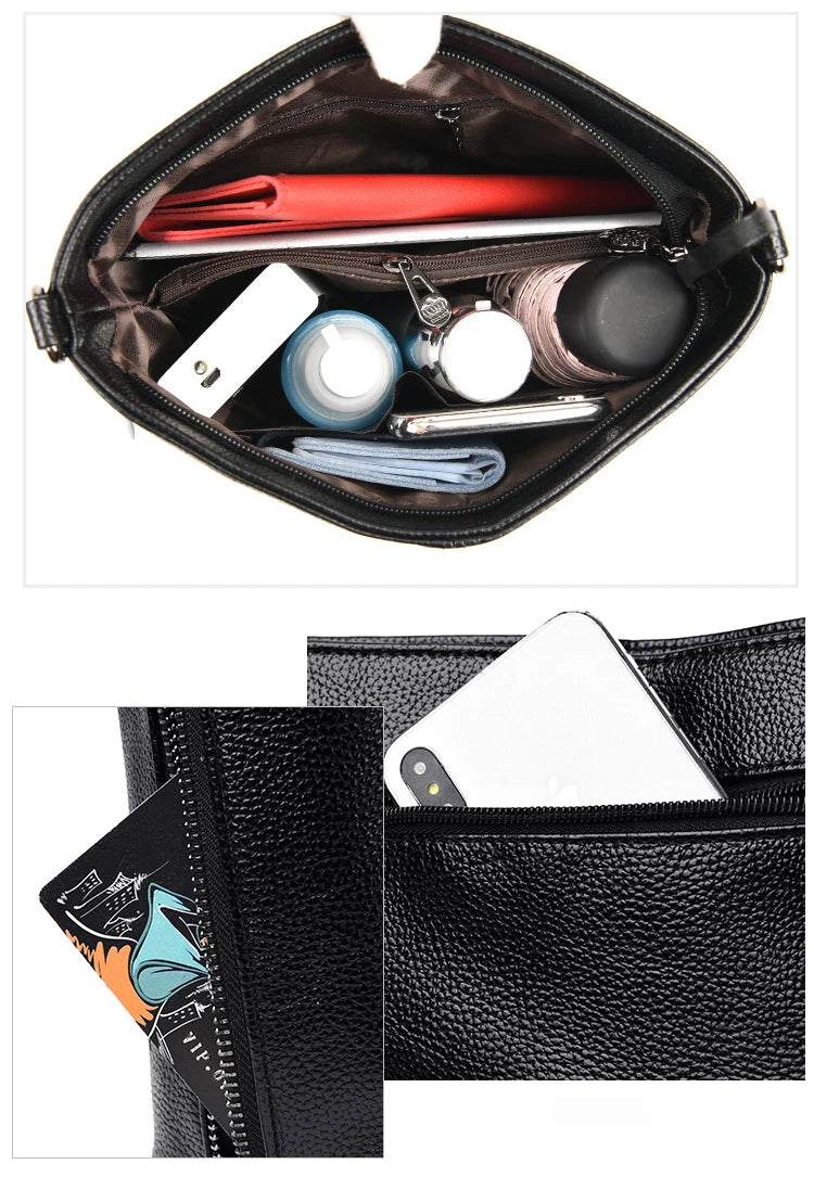 Solid Color High Quality Leather Tote Bag