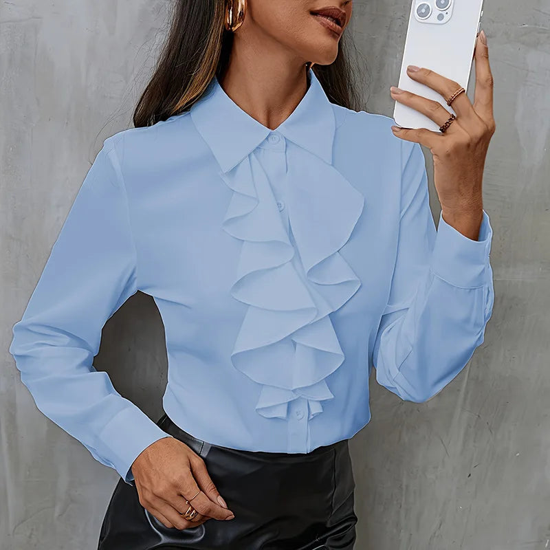 Ruffled Long Sve Work Blouse