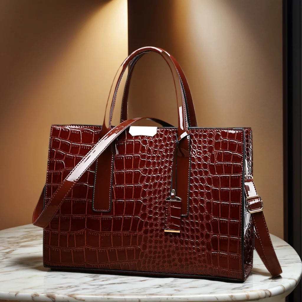 Luxury Vintage Crocodile Pattern Large Tote Bag