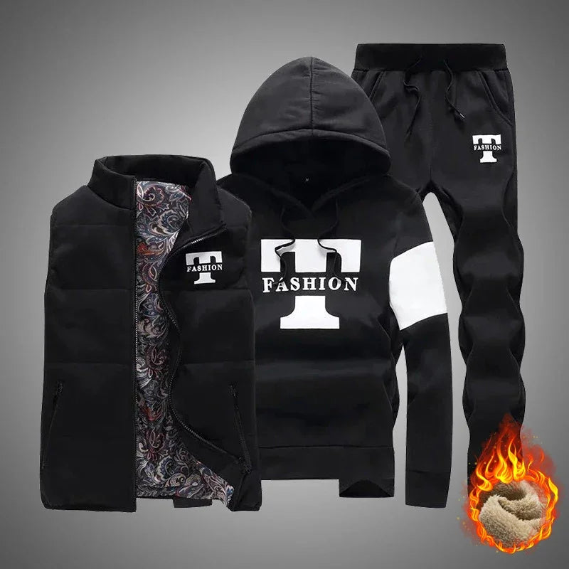 Men's 3-Piece Hoodie, Vest & Pants Set