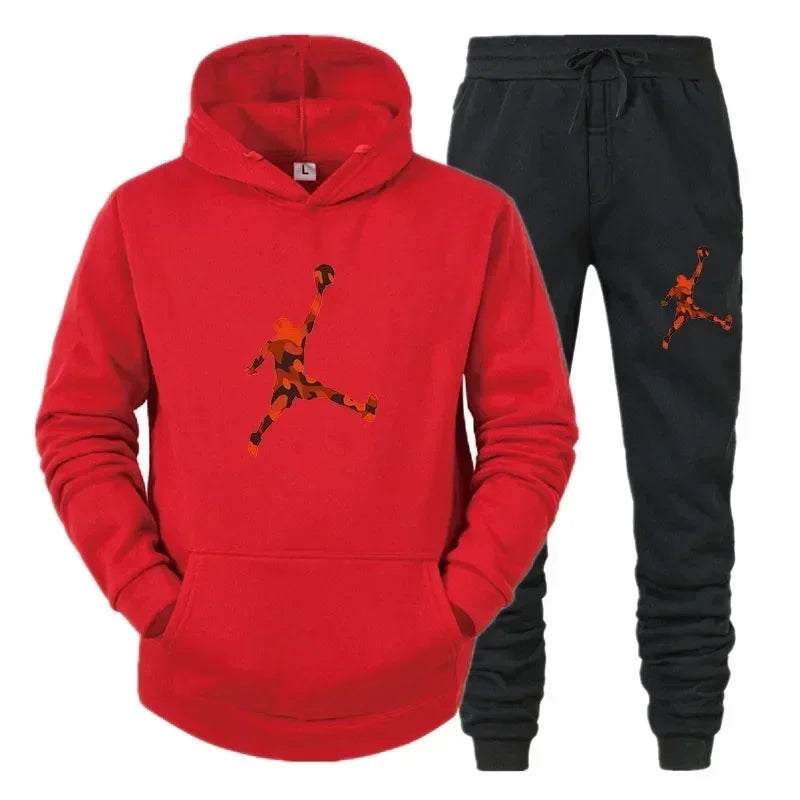 Men's Autumn Pullover Hoodie & Warm Pants Set
