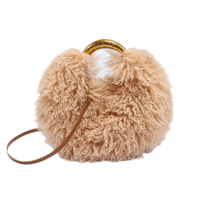 Winter Faux Wool Plush Furry Shoulder Bag