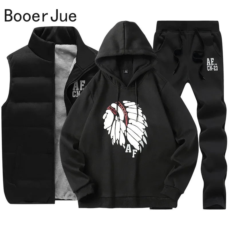 Men's 3-Piece Hoodie, Vest & Pants Set