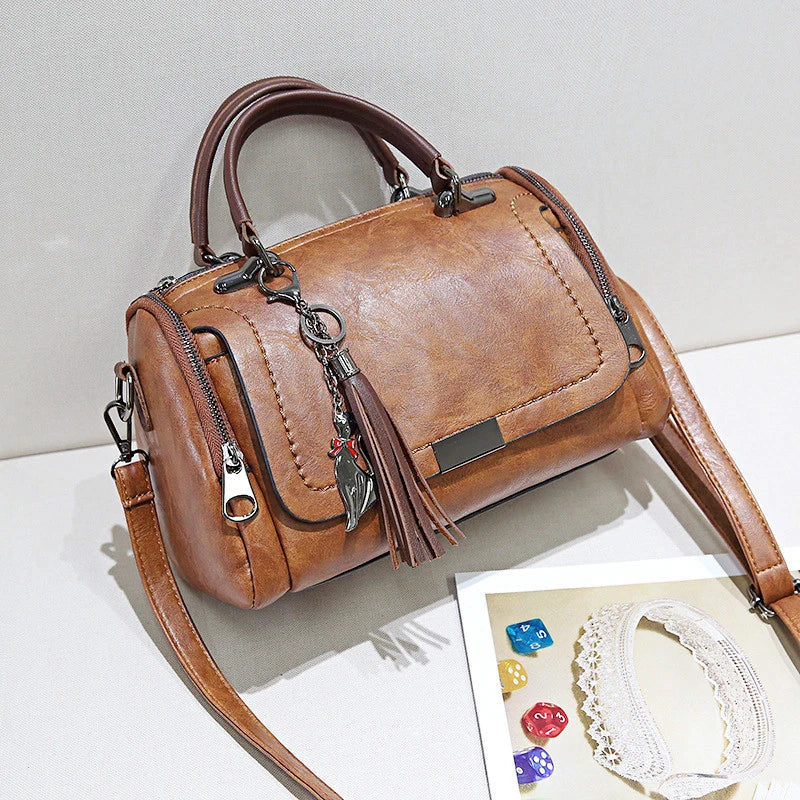 Tassel Decor Large Capacity Boston Crossbody