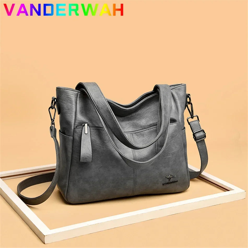 Luxury Leather Top Handle Tote Bag