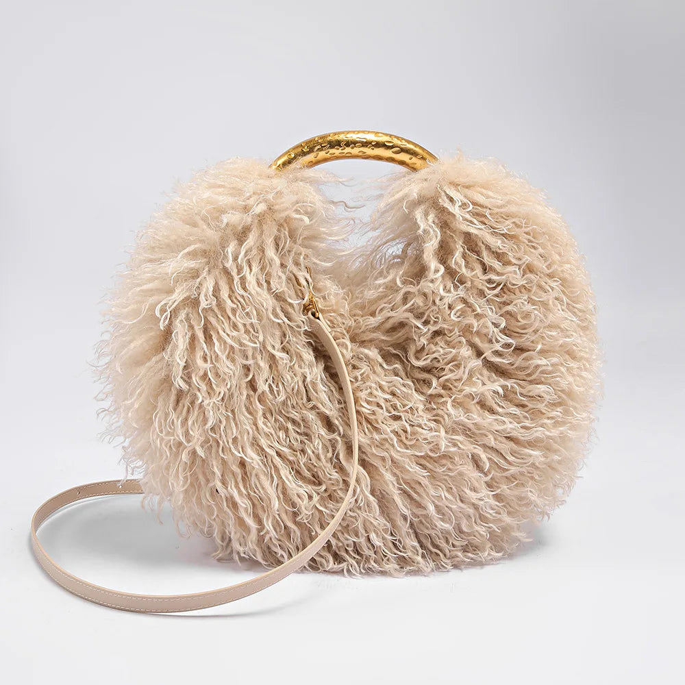 Winter Faux Wool Plush Furry Shoulder Bag