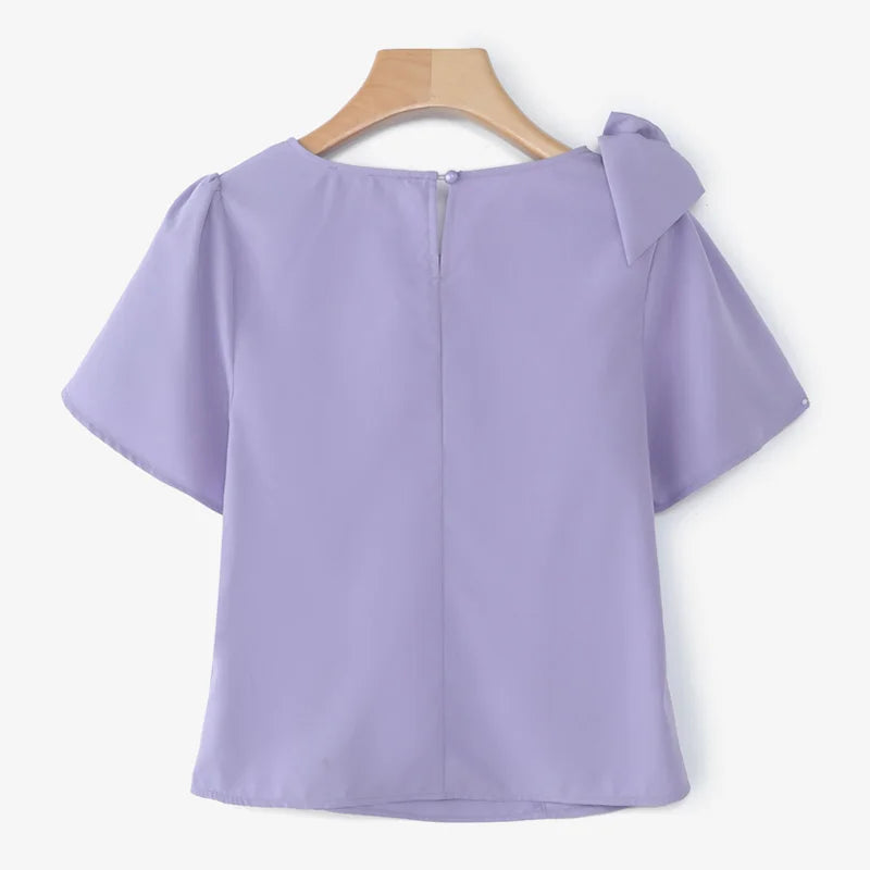 Puff Sve Bow Office Tunic Blouse