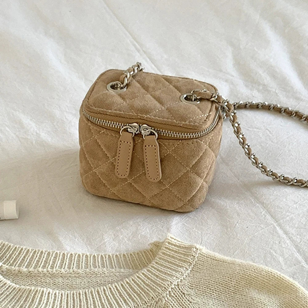 Mini Denim Chain Box Crossbody Bag