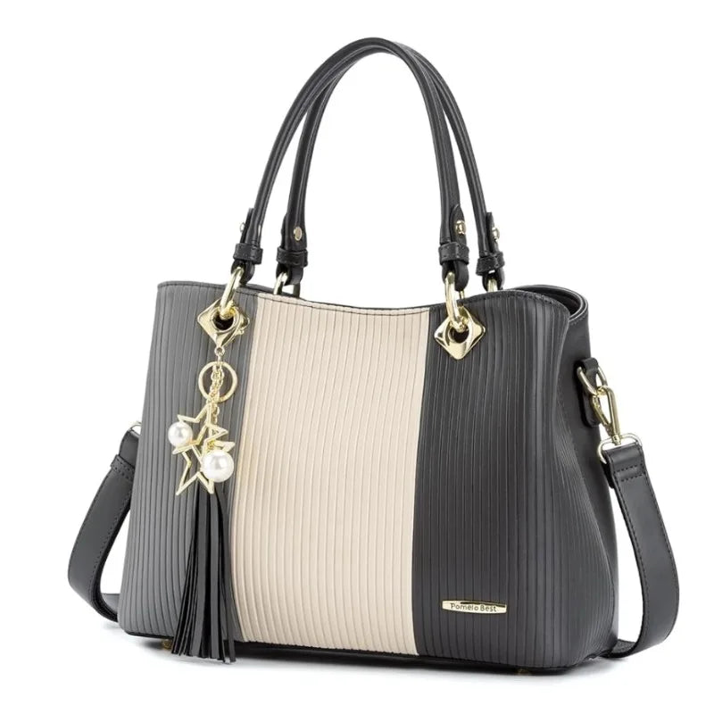 PU Leather Waterproof Multi-Pocket Tote Bag