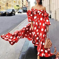 Women Off-the-shoulder Polka Dot Long Dress