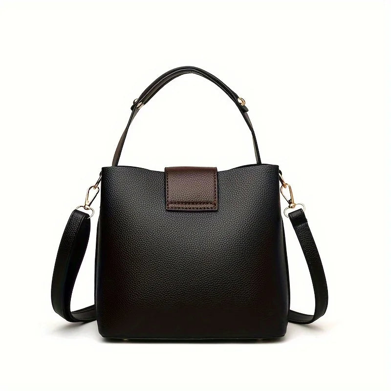 Elegant Solid Color Bucket Bag with Adjustable Shoulder Strap Versatile Crossbody Handbag for Women, Lightweight with Zipper.
