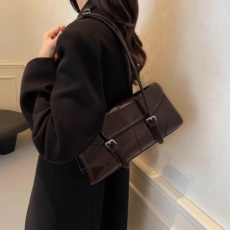 Women's Oversized Genuine Leather Retro Underarm Shoulder Bag