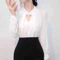 Solid Blouses Women Chiffon Shirts Long Sve flattering Hollow chic All-match Basic Spring Summer Tops Thin Chic Elegant Female Ins