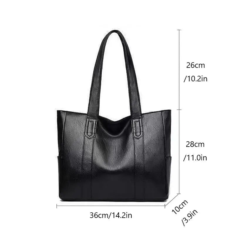 Vintage Ladies Bag Large Capacity Handbag , Vintage Plain Shoulder Bag , Ladies Commuter Casual Handbag - Nitamoje