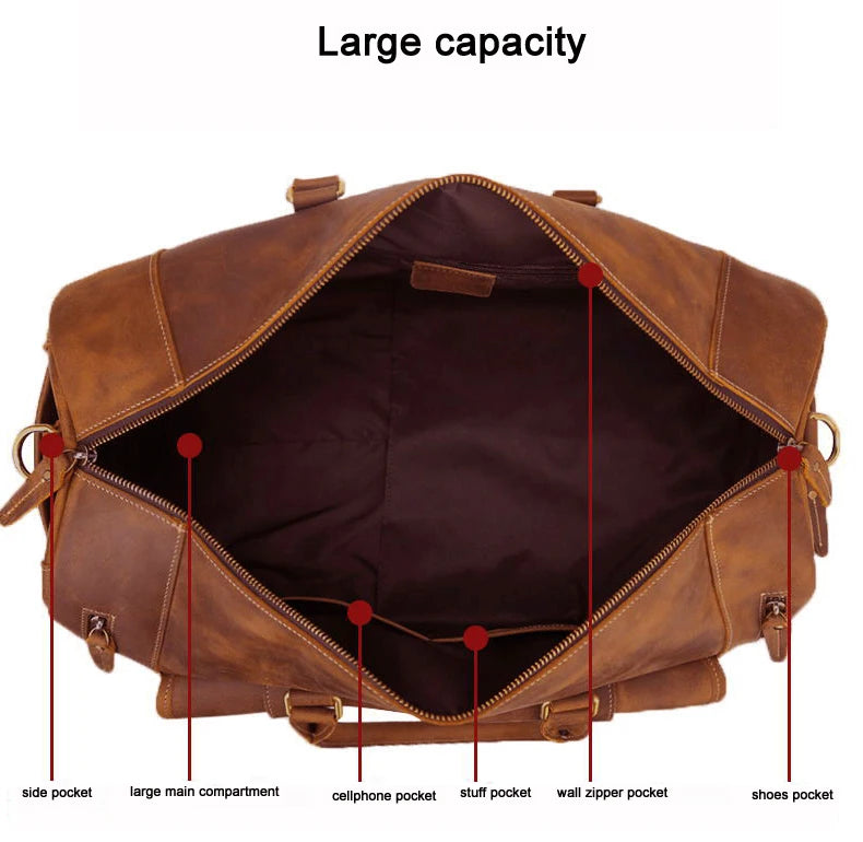 Vintage Crazy Horse Leather Duffle Bag