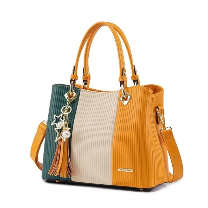 PU Leather Waterproof Multi-Pocket Tote Bag
