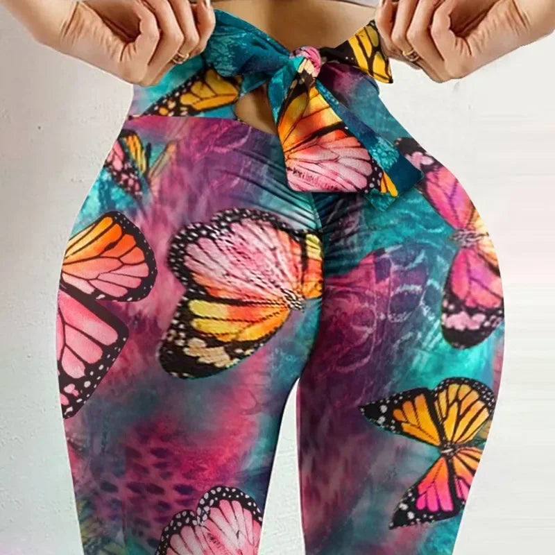 Butterfly Print Butt-Lift Yoga Leggings