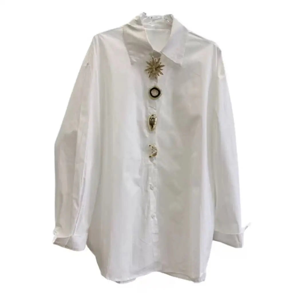 Classic White & Black Long Sve Blouse