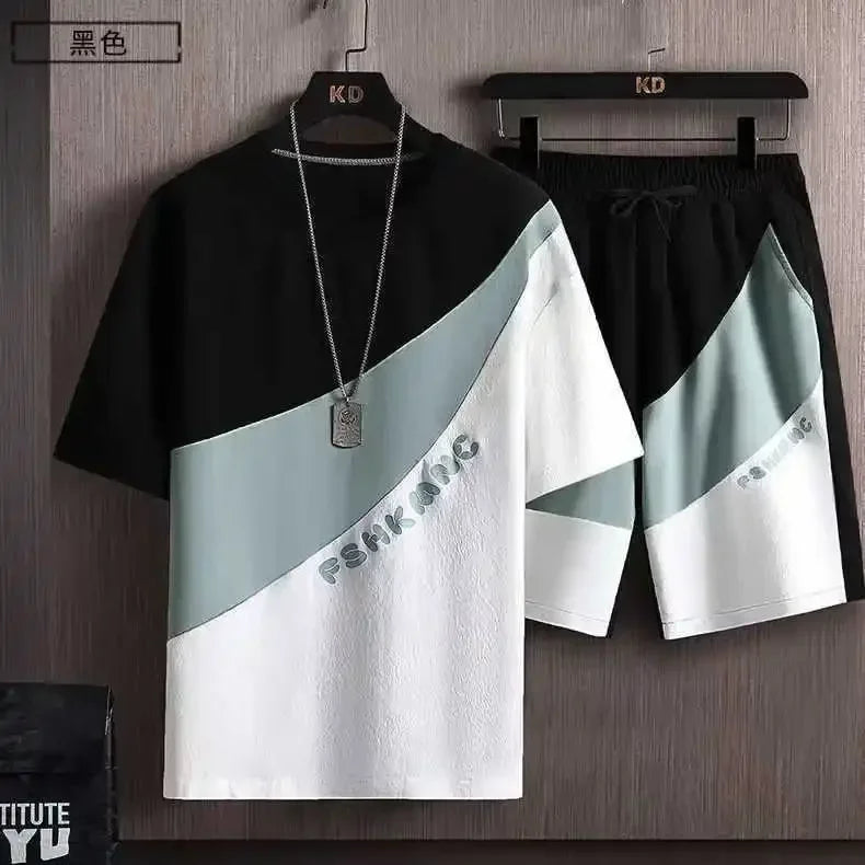 Men Summer Tracksuit Short T-Shirt +Shorts Set Sports Fashion Outfit Casual Sets Oversized Male Clothing Streetwear Suit for Men