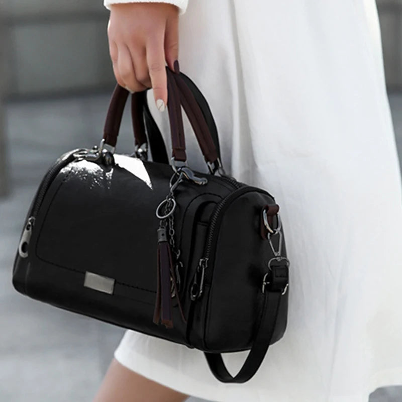 Tassel Decor Large Capacity Boston Crossbody