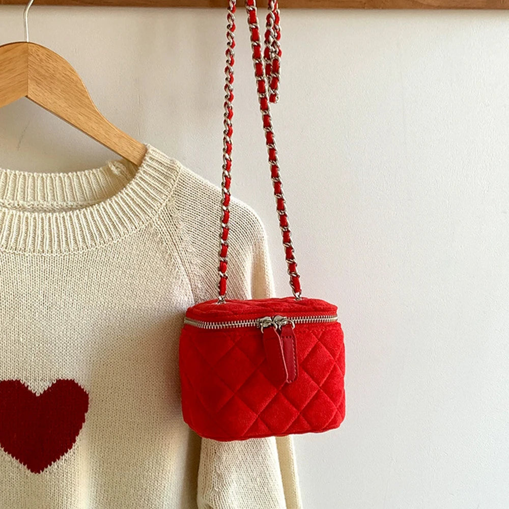Mini Denim Chain Box Crossbody Bag