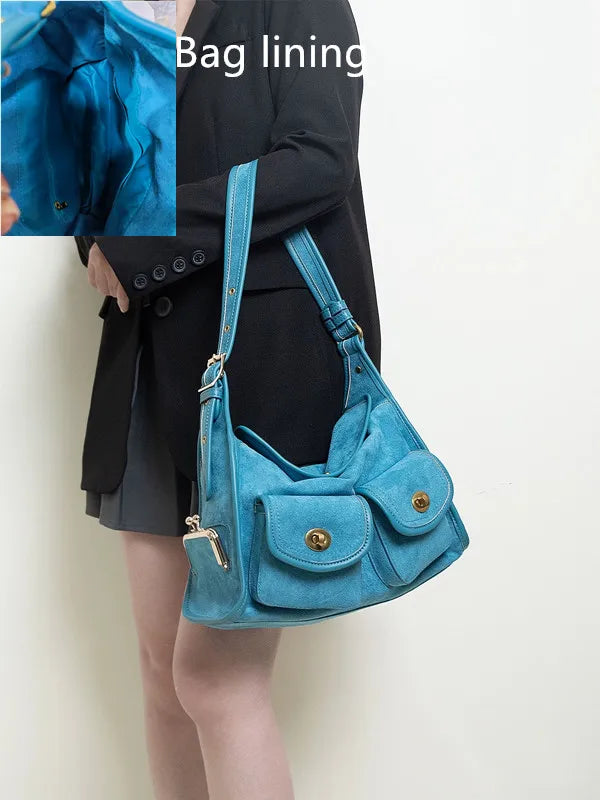 Women's Vintage Suede Pillow Crossbody Shoulder Bag