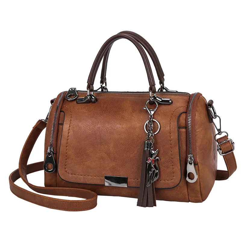 Tassel Decor Large Capacity Boston Crossbody