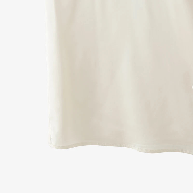 Elegant Bow Tie Blouse | Satin Sleeveless Solid Color Half High Collar Casual Fashion Shirt