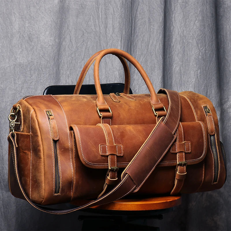 Vintage Crazy Horse Leather Duffle Bag