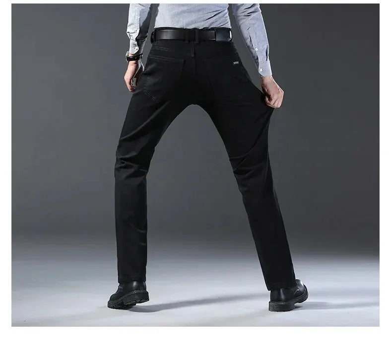 Wthin Business Men's Jeans | Casual Straight Stretch Fashion Classic Blue Black Denim Trousers