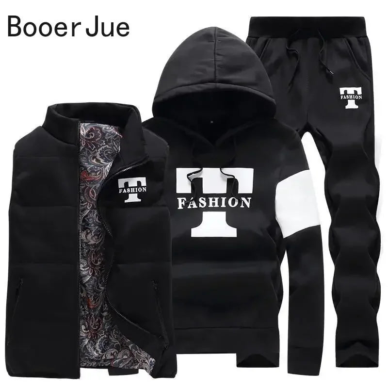 Men's 3-Piece Hoodie, Vest & Pants Set