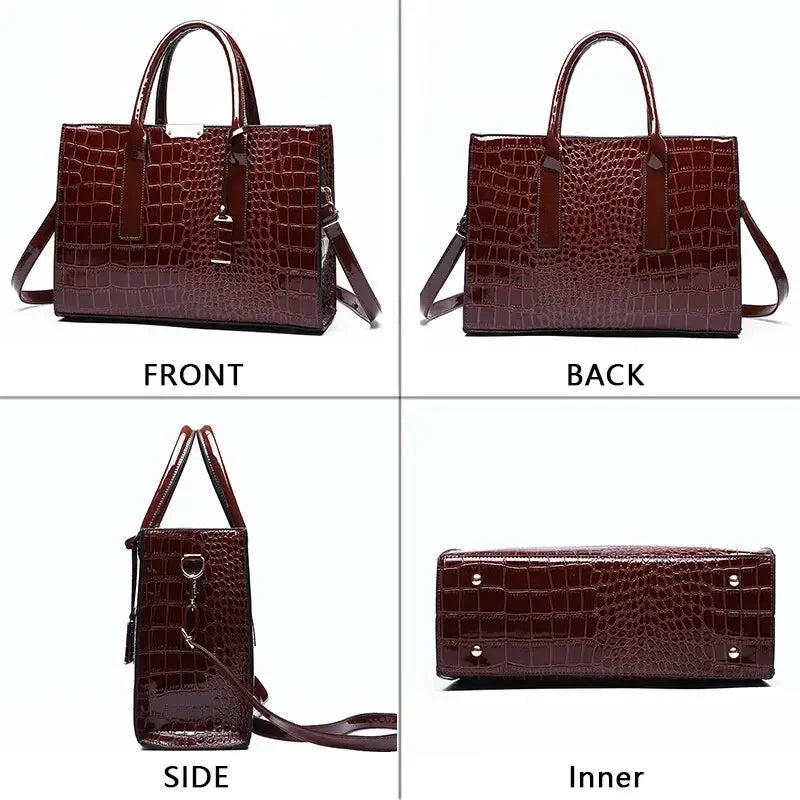 Luxury Vintage Crocodile Pattern Large Tote Bag